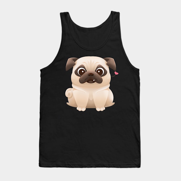 Chubby Cartoon Pug Tank Top by Art by Angele G